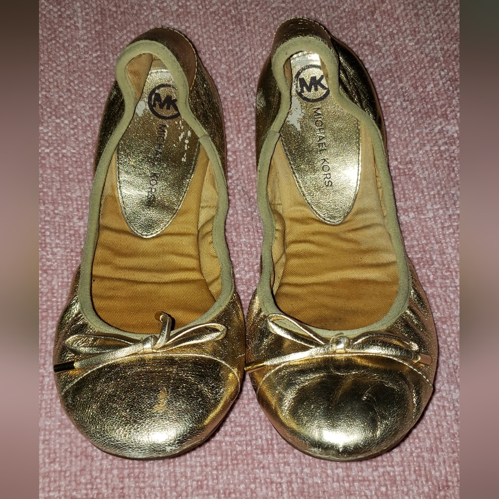 GOLD LEATHER MICHAEL KORS BALLET FLATS